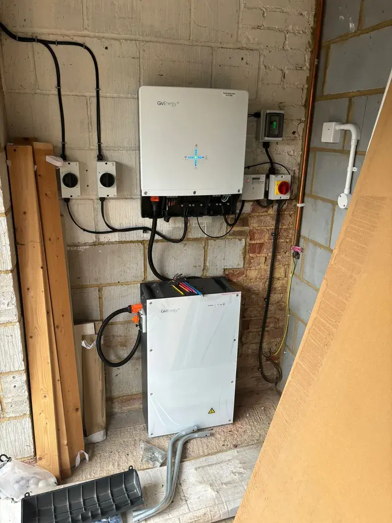 GivEnergy inverter and battery storage installed in garage